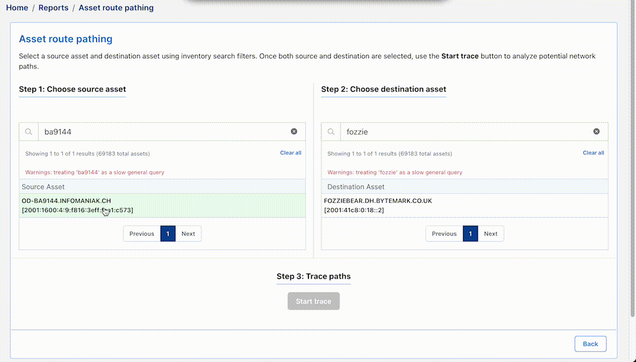 Asset Route Pathing Report