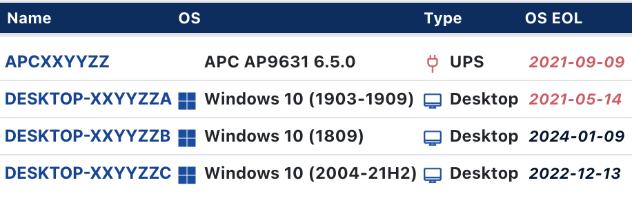 EOL dates for APC firmware