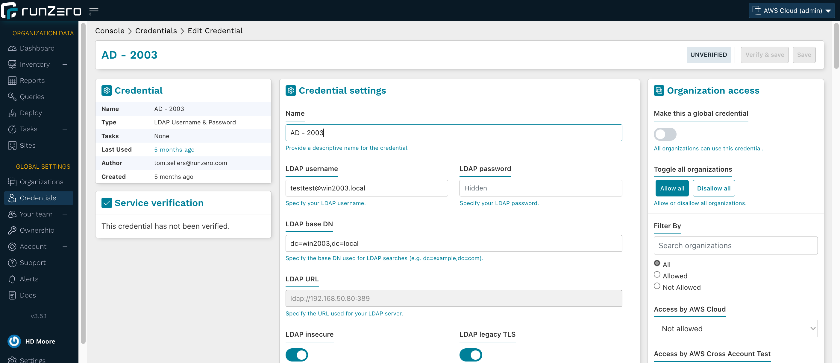runZero Credential Update runZero Credential Update