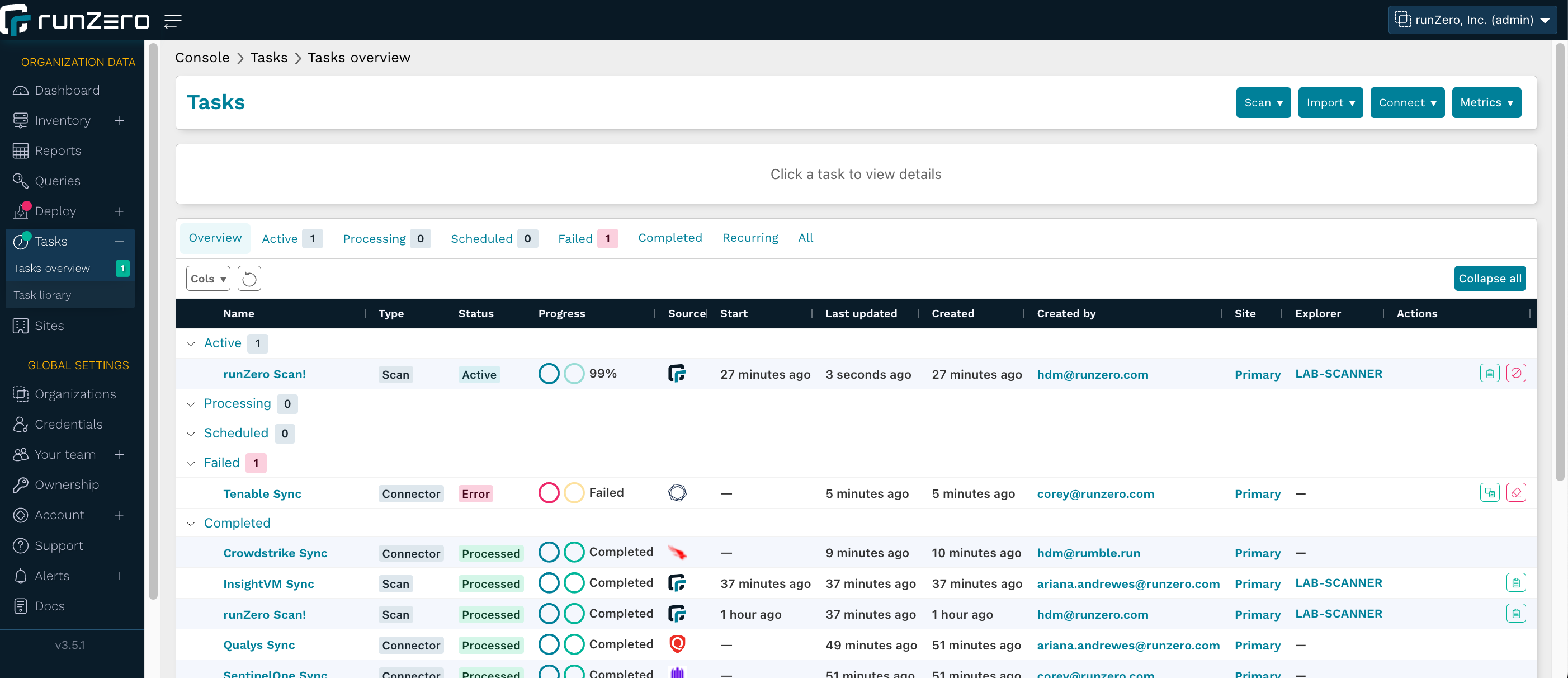 runZero Tasks Overview