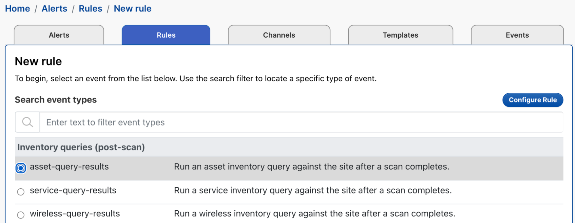 Asset query results Asset query results