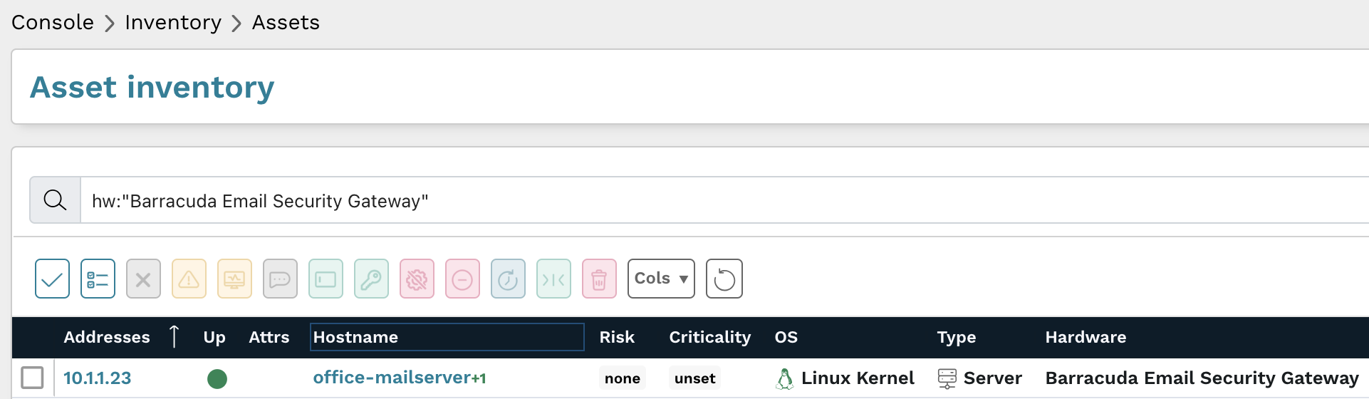 Barracuda Email Security Gateway query