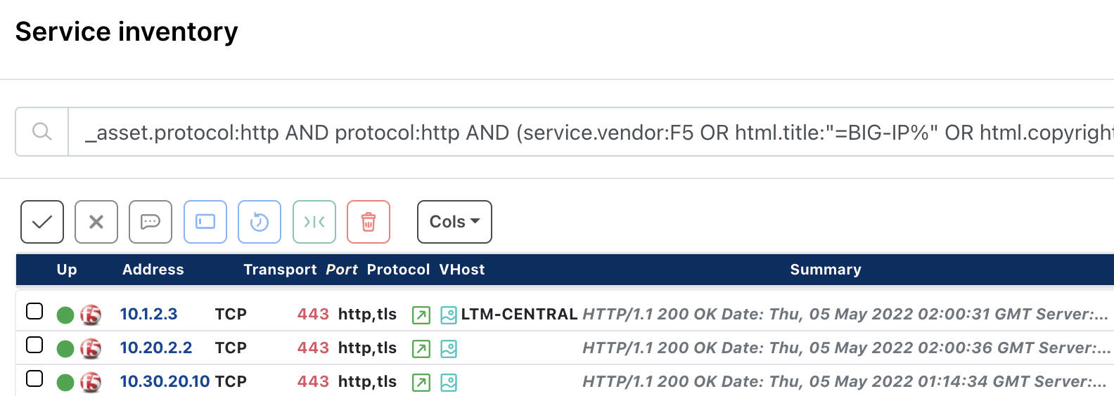 BIG-IP prebuilt query is available in the Queries Library