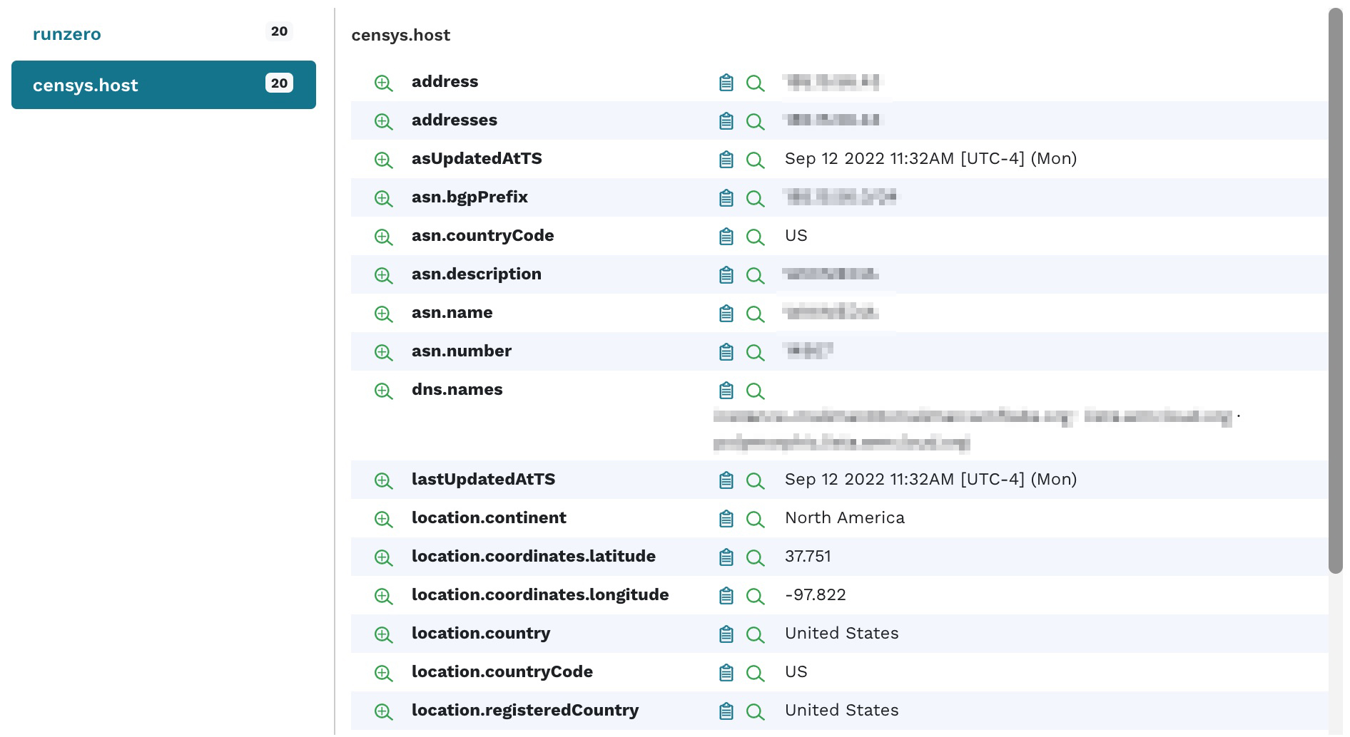 Censys attributes Censys attributes