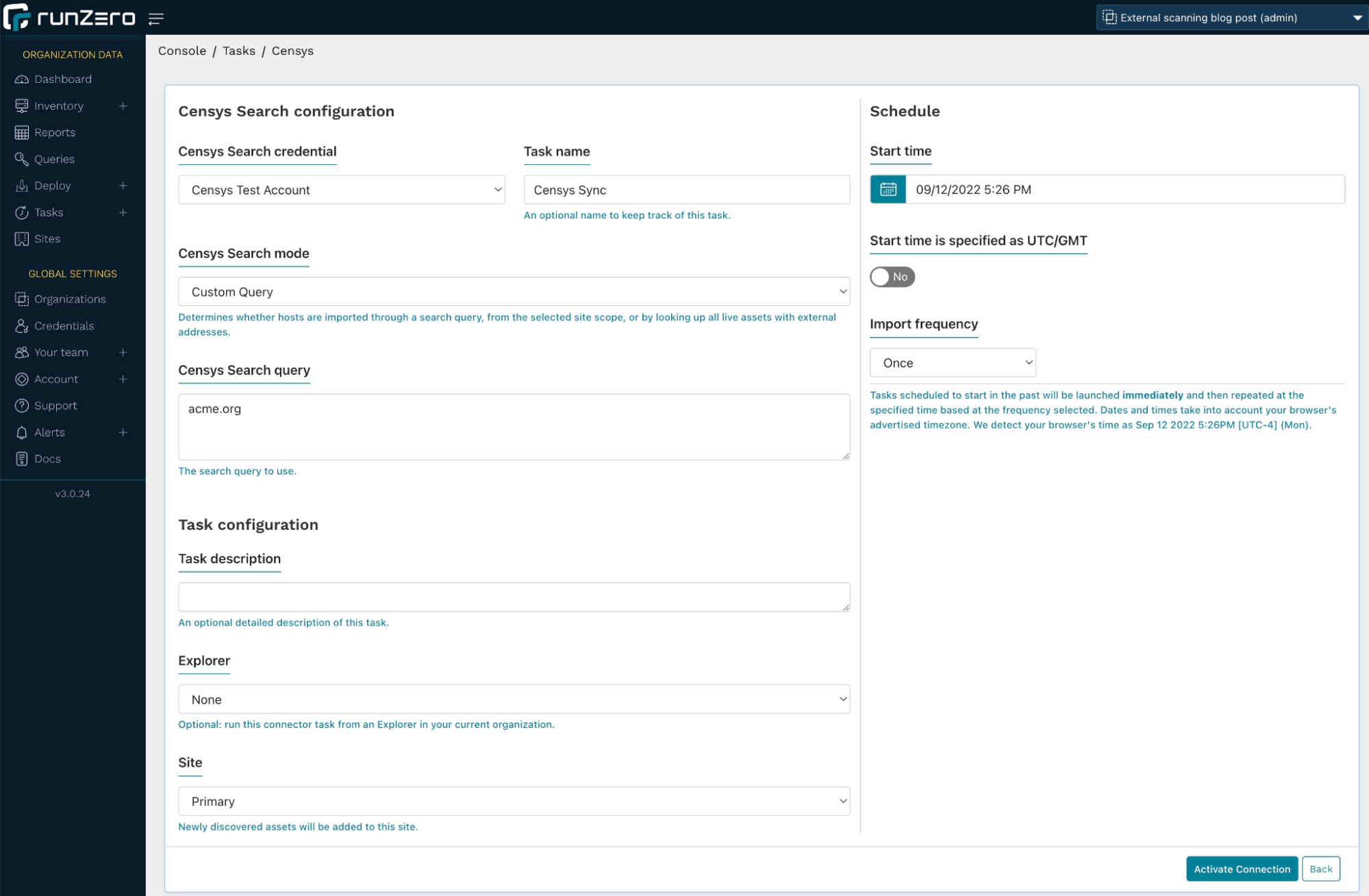 Censys Search configuration