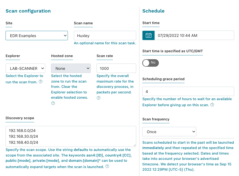 Demo step one Demo screenshot of running a network scan