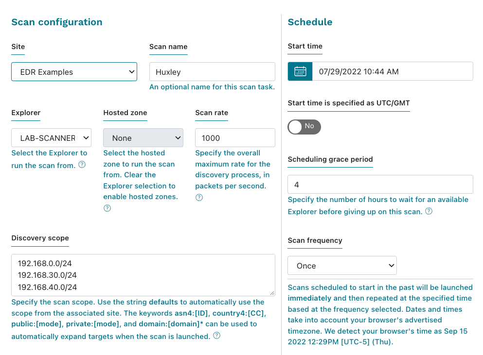 Demo screenshot of running a network scan