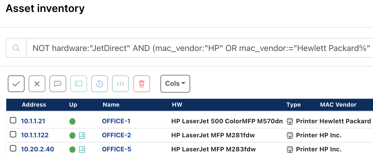 The Queries Library Find HP printers