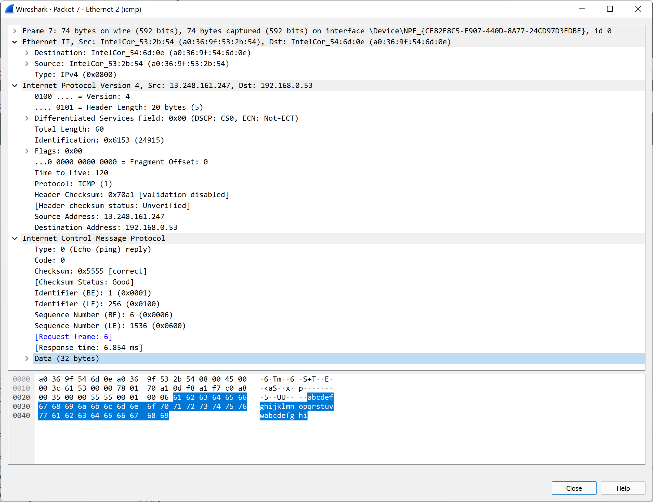 ICMP Echo Reply