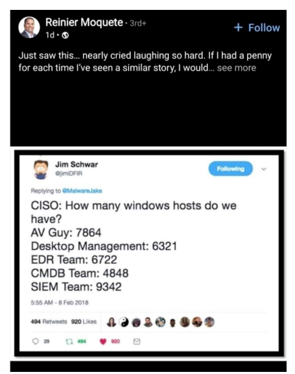 Screenshot of tweet about IT security