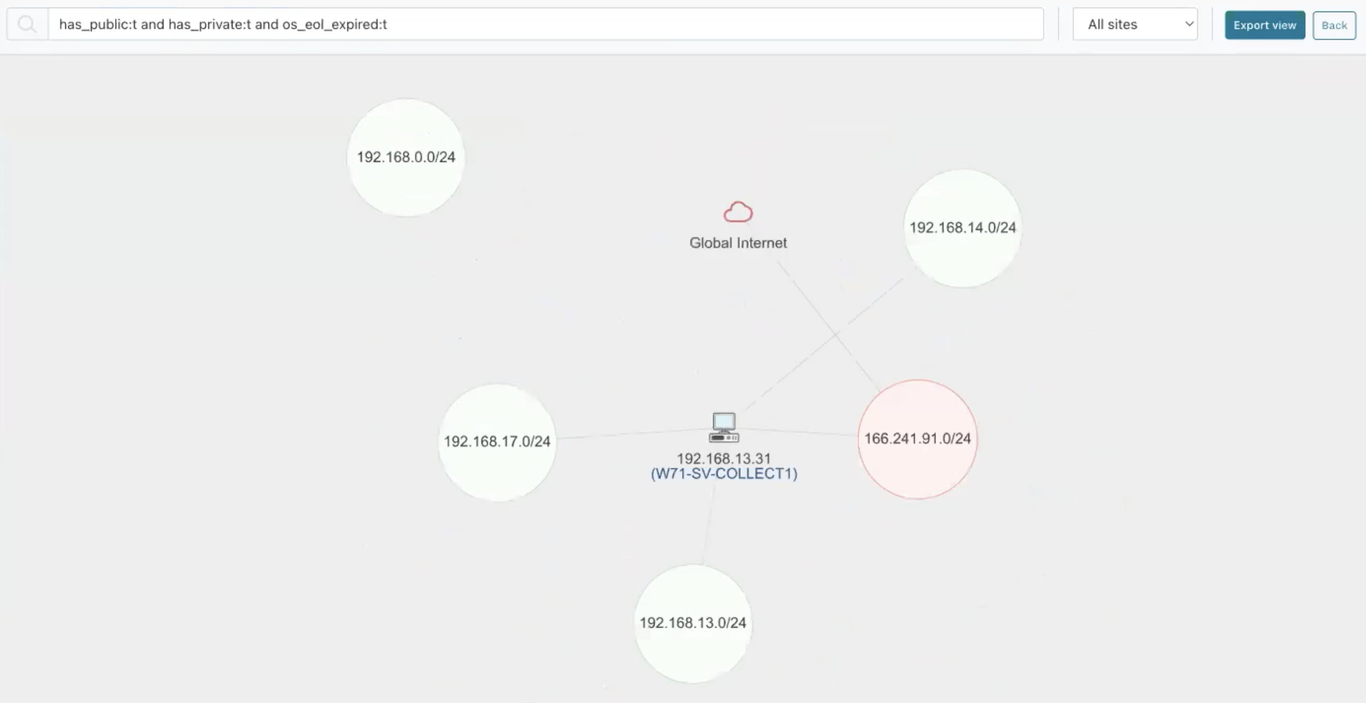 runZero view of a multihome server