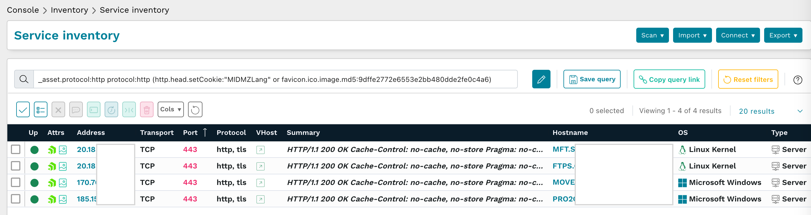 Progress Software MOVEit Managed File Transfer web service query