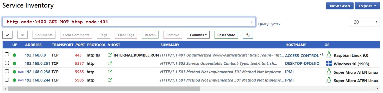 Search by HTTP Code Range