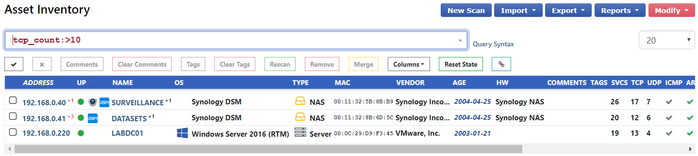 Search by TCP Service Count