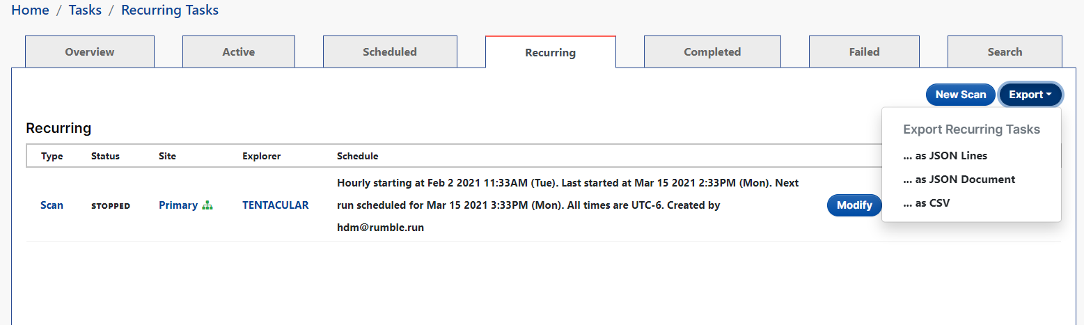 Export Recurring Tasks
