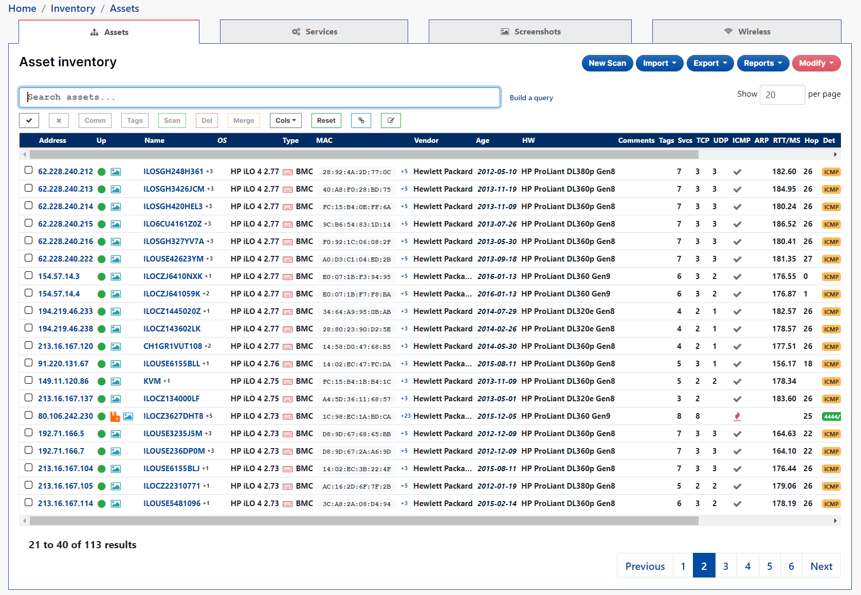 HP iLO Inventory