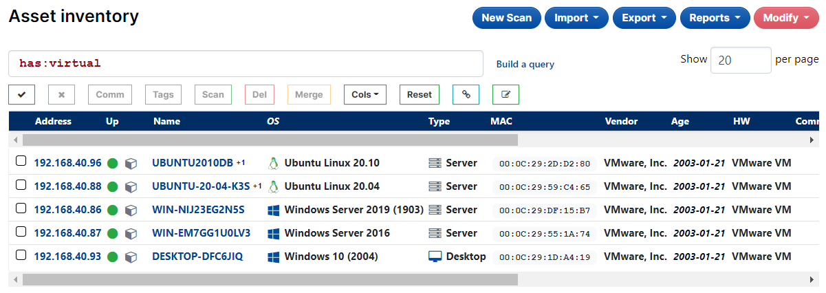 Virtual Machine Inventory