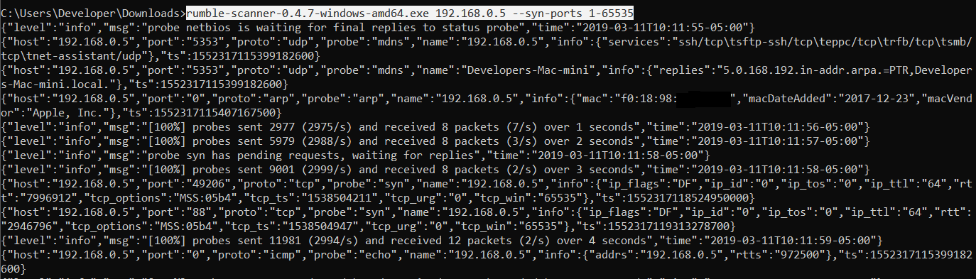 Rumble Network Discovery Beta 1 Command Line