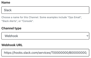 Slack channel configuration