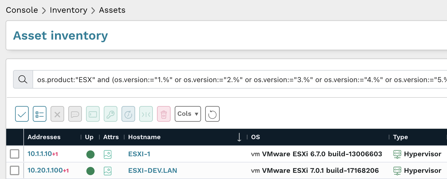VMware ESXi prebuilt query is available in the Queries Library