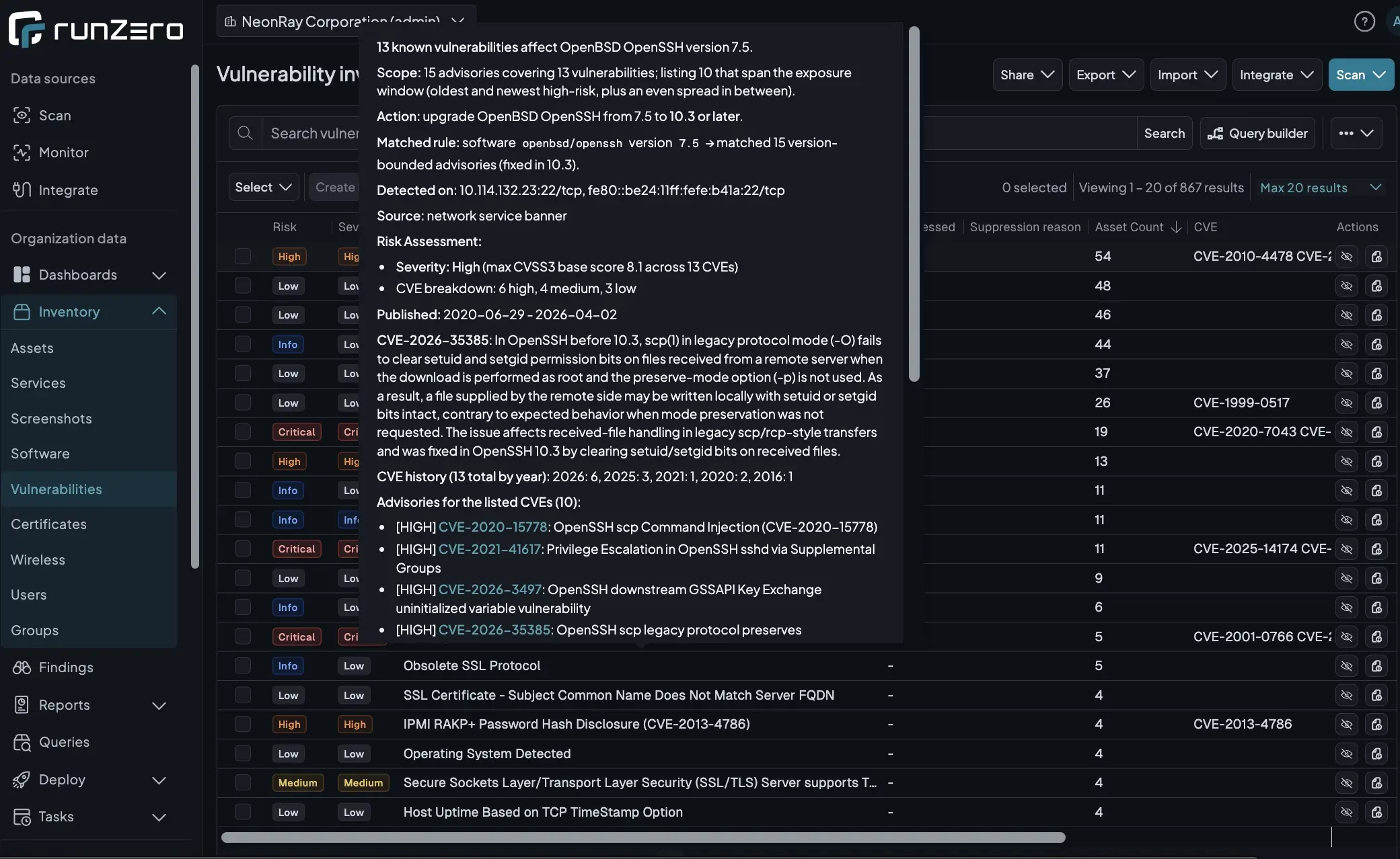 Vulnerability Rollup Summary